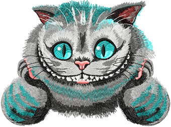 Cheshire Cat machine embroidery design for Brother